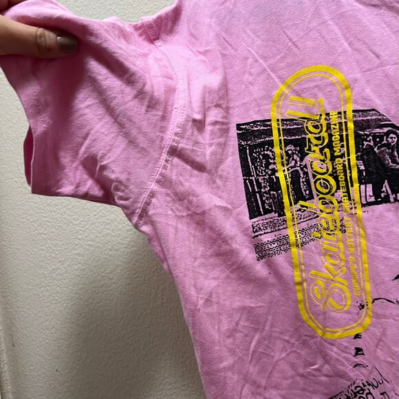 Skateboard Graphic Tee Pink Short Sleeves Crew Neck 100% Cotton Sz L - Picture 5 of 6